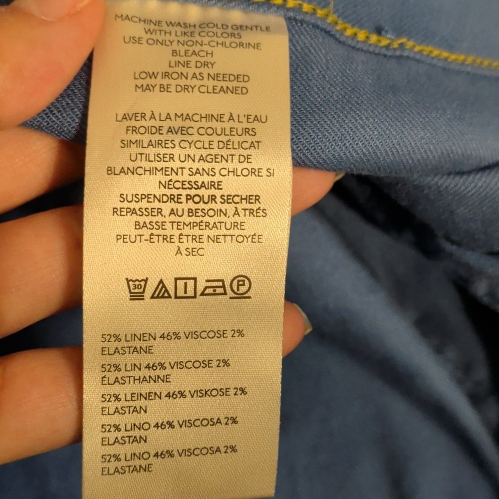 MAEVE ANTHROPOLOGIE the colette crop pant linen blend in blue - size 22W - Picture 10 of 11